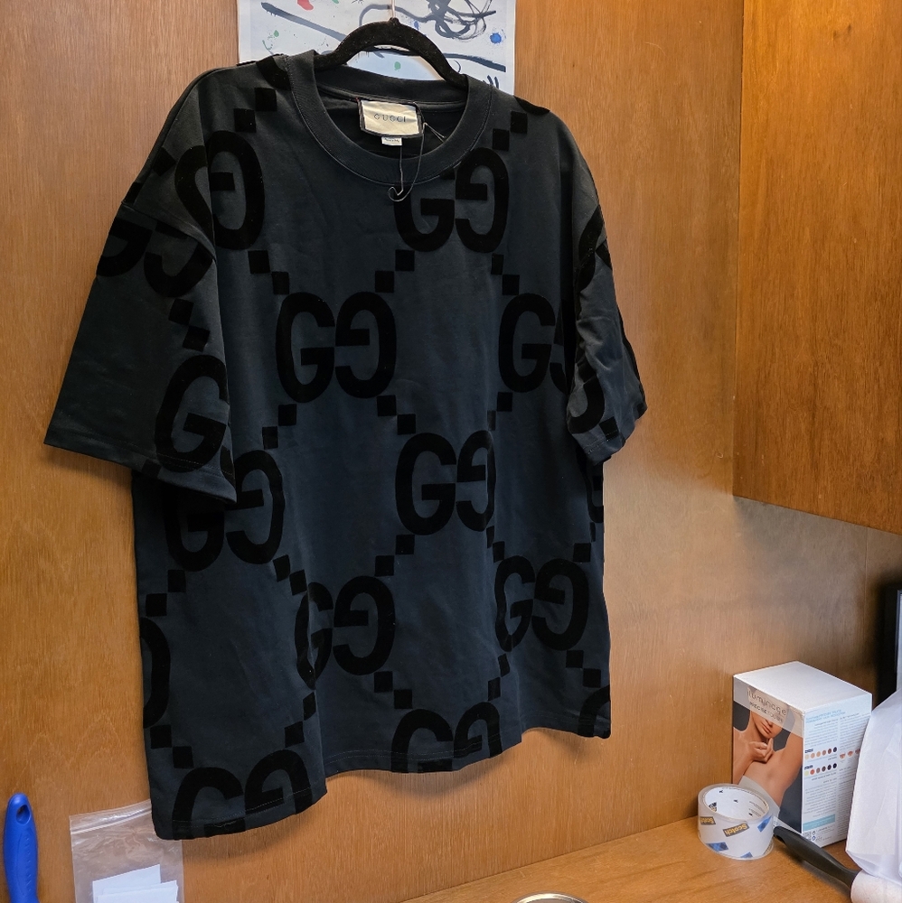 2024 Edition Gucci GG Flocked Print 100% Cotton T-shirt XL - Picture 5 of 16